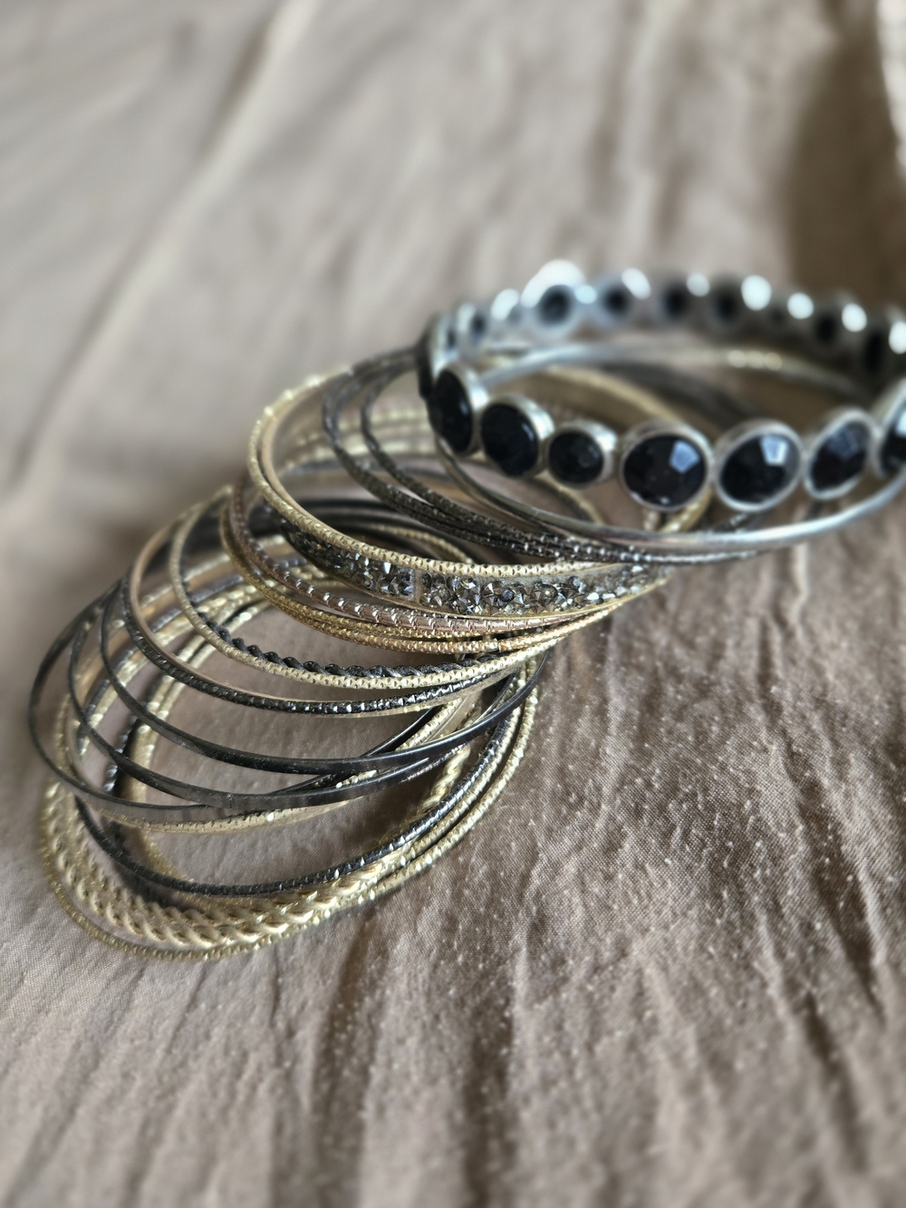 Maurices Gold and Black Mixed Bangle Bracelet Set